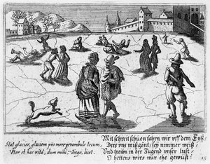 Patinação no gelo de casais, c.1650 de Peter I Rollos