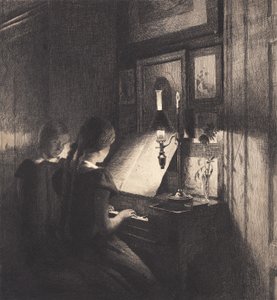 Duas meninas em um piano de Peter Vilhelm Ilsted
