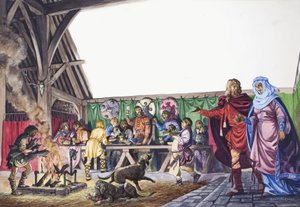 Anglo-saxão Thane leva sua esposa para o Grande Salão de Peter Jackson