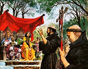 Agostinho prega ao rei Ethelbert de Peter Jackson