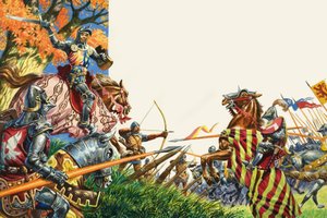 Batalha de Agincourt em 1415 (guache sobre papel) de Peter Jackson