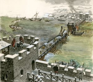 Ponte através do Tamisa construída pelos romanos de Peter Jackson