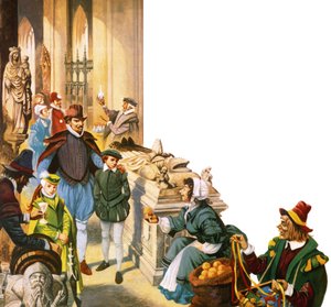 Comprando e vendendo na catedral velha do St Paul de Peter Jackson
