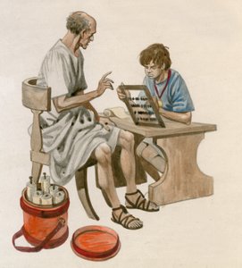 Júlio César quando menino, aprendendo a contar usando um ábaco de Peter Jackson