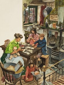 Fazer caixas de fósforos (guache sobre papel) de Peter Jackson