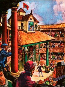 Shakespeare se apresentando no Globe Theatre de Peter Jackson
