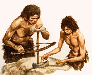 Toolmakers da Idade da Pedra (guache sobre papel) de Peter Jackson