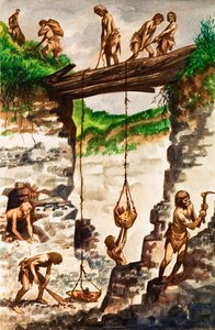 Toolmakers da Idade da Pedra (guache sobre papel) de Peter Jackson