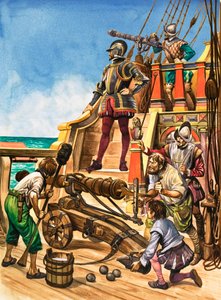 A vinda de armas. A tripulação de armas em um navio elisabetano de Peter Jackson