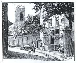O Granadeiro, Wilton Row, Belgravia (tinta no papel) de Peter Jackson