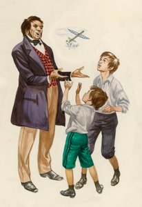 Os irmãos Wright como meninos, dado um avião de brinquedo por seu pai de Peter Jackson