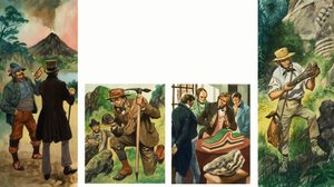 Seqüência não identificada de ilustrações representando exploração geológica de Peter Jackson