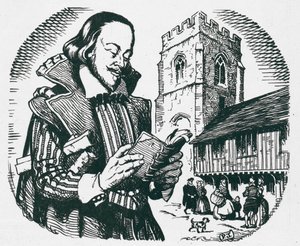 William Shakespeare, o poeta de Straford on Avon (litografia) de Peter Jackson