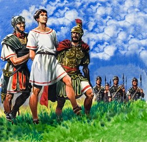 Jovem britânico preso por soldados romanos de Peter Jackson