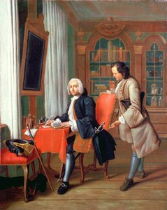 Dois senhores em uma biblioteca de Peter Jacob Horemans