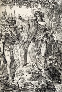 Campanhas de Germanicus: "Nero Claudius Drusus Germanicus (38-9 AC) e o seu exército encontra uma jovem mulher nas regiões entre os rios Weser e Elba, por volta de 12 AC" (Conquista da Germânia: o romance general Nero Claudius Drusus Germanicus e o seu exé de Peter Johann Nepomuck Geiger