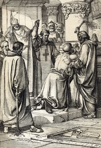 O Rei Henrique II de Inglaterra (1133-1189) implica no assassinato de Thomas Becket a penitência da fé no túmulo do arcebispo