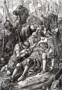 Rei Guilherme, o Conquistador, feridas do seu filho Robert II da Normandia dit Courteheuse (1051-1134) na fortaleza de Gerberoy de Peter Johann Nepomuck Geiger