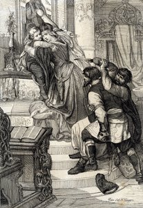 Revolta de Moscovo de 1682 (levantamento da estria de 1682): A czarina Natalia Narychkina protegendo o seu filho Príncipe Pedro (1672-1725) dos ataques das raias (streltsy), Rússia (Levante da revolta de Moscovo de 1682 ou Levante da raia de 1682: A czarin de Peter Johann Nepomuck Geiger