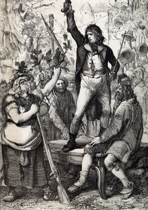 Eclosão da Revolução Francesa em 1789: a população reunida é instada a escolher a cor de um cockade e a pegar em armas históricas) por Anton Ziegler de Peter Johann Nepomuck Geiger