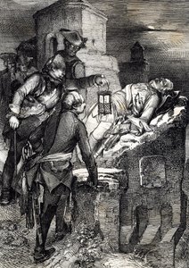 A morte do Rei Carlos (ou Carl) XII da Suécia (1682-1718) durante o cerco do primeiro forte norueguês Fredriksten de Peter Johann Nepomuck Geiger