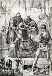 Guerra dos Noventa Anos (ou revolta dos Países Baixos) (1568-1648): a decolação de Lamoral, Conde de Egmont, Príncipe de Gavre (1522-1568), político holandês - Foi condenado no quadro do Conselho dos Problemas (ou Conselho de Sangue) estabelecido pelo de Peter Johann Nepomuck Geiger