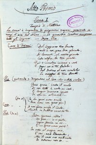 Atto Primo, primeira página do libreto da adaptação de Lichtenthal do Idomeneo, Re di Creta, de Mozart. de Peter Lichtenthal