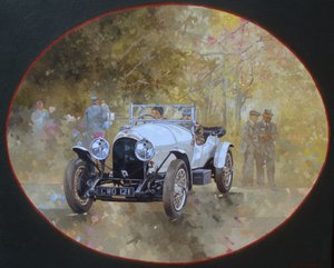 Bentley de 3 litros em Kelmarsh (óleo sobre tela) de Peter Miller