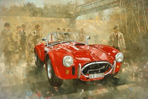 Cobra em Brooklands (óleo sobre tela) de Peter Miller