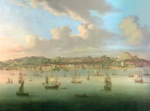 A frota britânica navegando para o porto de Lisboa, 1735