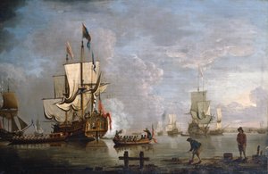 The Morning Gun: HMS Peregrine off Rochester (óleo sobre tela)