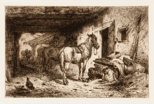 Sem título (cavalos e pátio de estábulo) de Peter Moran