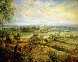 Uma paisagem de outono com uma visão de Het Steen no início da manhã, c.1636 óleo no detalhe do painel de 211075