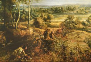 Uma paisagem de outono com uma visão de Het Steen no início da manhã, c.1636 óleo no detalhe do painel de 211075