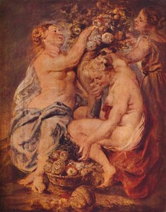 Ceres e duas ninfas com uma cornucópia, c1617 de Peter Paul Rubens
