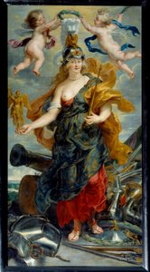 Cycle des Medicis: "Portrait en pied de Marie de Medicis en Bellona (1573-1642) queen of France" Pintura de Pierre Paul (Pierre-Paul) Rubens (ou Peter Paul ou Petrus Paulus) (1577-1640) (ec.flam.) 1621 Sun. 2,76x1,49 m de Peter Paul Rubens