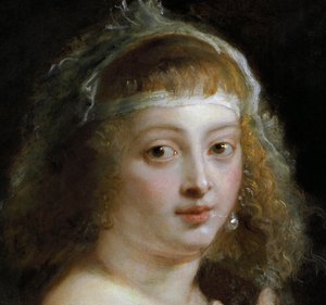 Detalhe de Helene Fourment em túnica de peles de Peter Paul Rubens