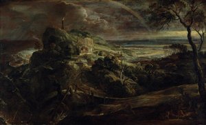 Alemão: Landschaft mit dem Schiffbruch des Paulus Paisagem com o naufrágio de Paulo de Peter Paul Rubens