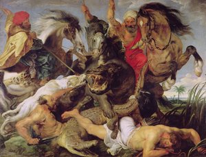 Hippopotamus and Crocodile Hunt, c.1615-16 (ver 170972 para detalhes) de Peter Paul Rubens