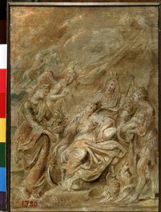 Nascimento do Delfim Luís XIII (1601-1643) (Nascimento do Delfim Luís XIII). Pintura de Peter Paul (Pierre-Paul) Rubens (ou Peter Paul ou Petrus Paulus) (1577-1640). Óleo sobre madeira, 33,6 x 24 cm de Peter Paul Rubens