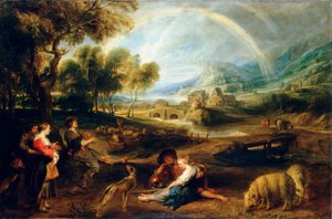 Paisagem com um arco-íris, início dos anos 1630. de Peter Paul Rubens