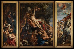 Levantamento da Cruz, c.1610-11 (óleo sobre painel) de Peter Paul Rubens