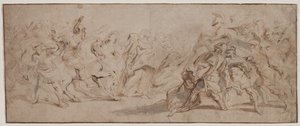 Reconciliação dos romanos e dos sabinos, c. 163235. de Peter Paul Rubens