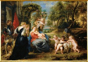 Repouso na fuga para o Egito, c.1632-35 (pintura sobre madeira) de Peter Paul Rubens