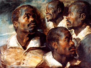 Estudos da cabeça de um negro, século XVII de Peter Paul Rubens