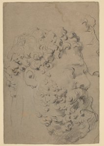 Estudos da cabeça e perfil dos Farnese Hércules vistos de um ponto de vista inferior de Peter Paul Rubens