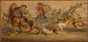 Estudo para "The Bear Hunt" (para o Alcázar, Madrid) de Peter Paul Rubens