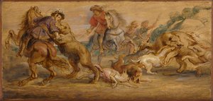 Estudo para The Bear Hunt para Alcázar, Madri, c. 1639 de Peter Paul Rubens