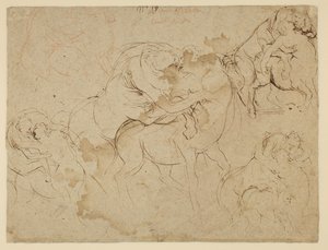 Estudo de figuras masculinas e centauros femininos (Centaurides) (verso) de Peter Paul Rubens
