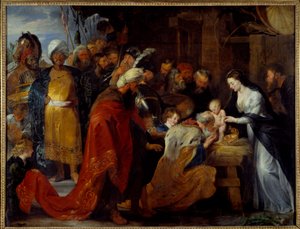A Adoração da Pintura dos Magos por Pierre Paul (Pierre-Paul) Rubens (ou Peter Paul ou Petrus Paulus) (1577-1640) 1617 Sol. 2,51x3,28 m Lyon, Musee des Beaux Arts de Peter Paul Rubens